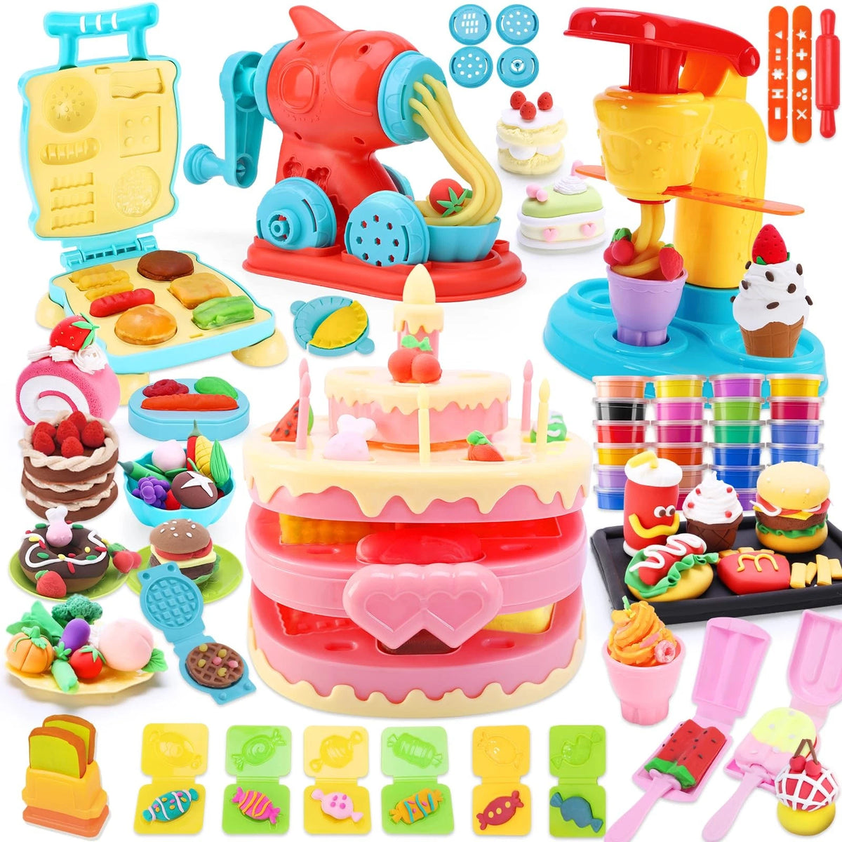 Crelloci 4 in 1 Color Dough Kitchen Creations Set, Ice Child-size, Multicolor