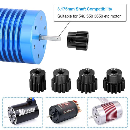 OGRC Steel Hardened 32P Pinion Gears 10T 11T 12T 13T 14T 3.175mm Shaft for...