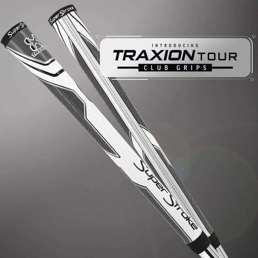 SuperStroke Traxion Tour Golf Club Grip, Midsize, White/Gray