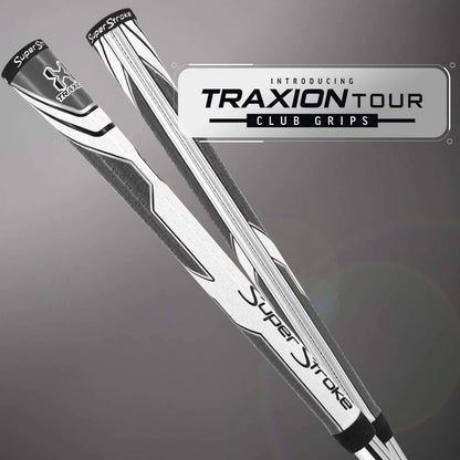 SuperStroke Traxion Tour Golf Club Grip, Midsize, White/Gray