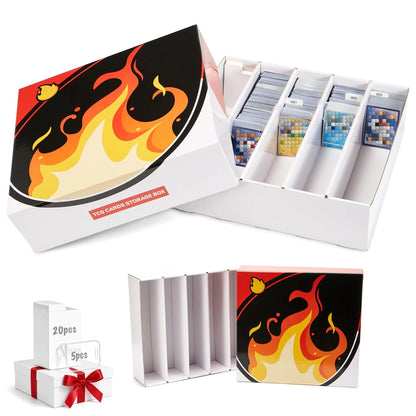 Trading Card Storage Box with Dividers 5 Row for TCG MTG Sport Cards white