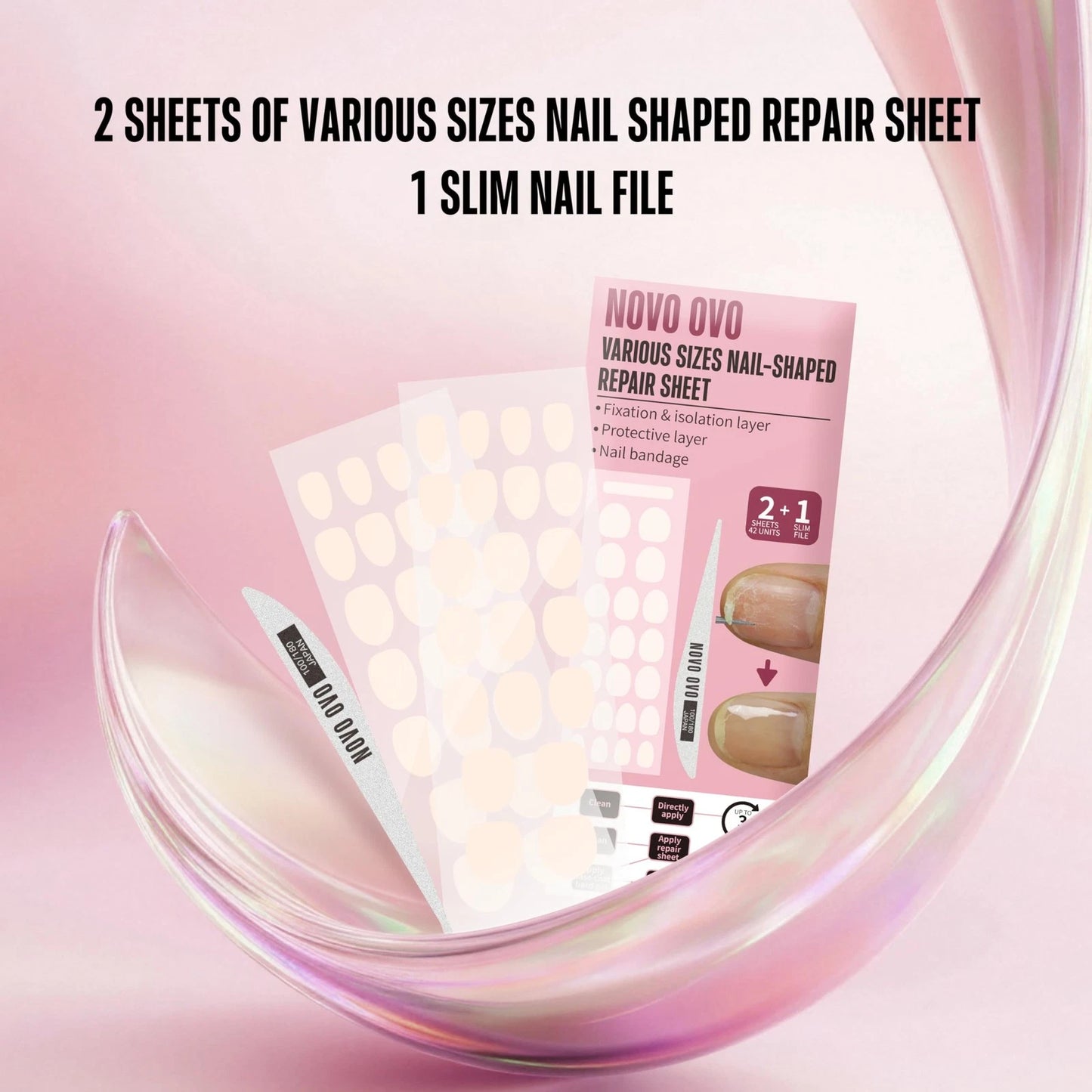 NOVO OVO Pre-cut Nail Shaped Medium, Various Sizes Repair Sheet