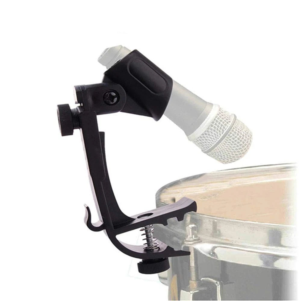 Adjustable Drum Rim Mic Clips - Microphone Mount Clamp (Pack of 2) Black