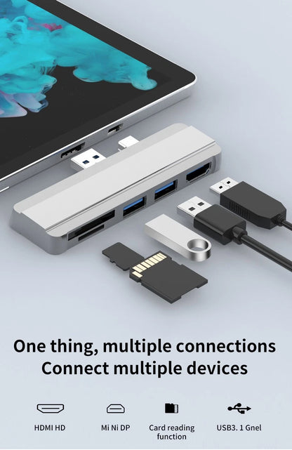 SD/SDHC/SDXC/Micro SD USB HUB Docking Station Adapter For Surface Pro 4/5/6;