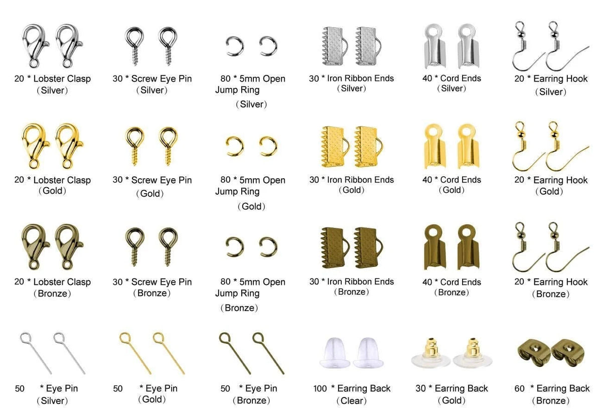 PAXCOO Jewelry Making Supplies Kit - Repair Tools with Silver Gold and Bronze