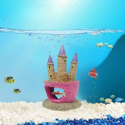 Small Cartoon Aquarium Castle Decor, Fish Tank Fairy Pink Hide