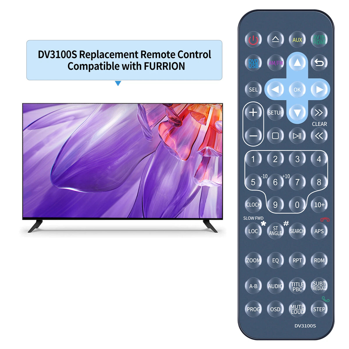 Replacement Remote Control For FURRION DV3100S Entertainment System