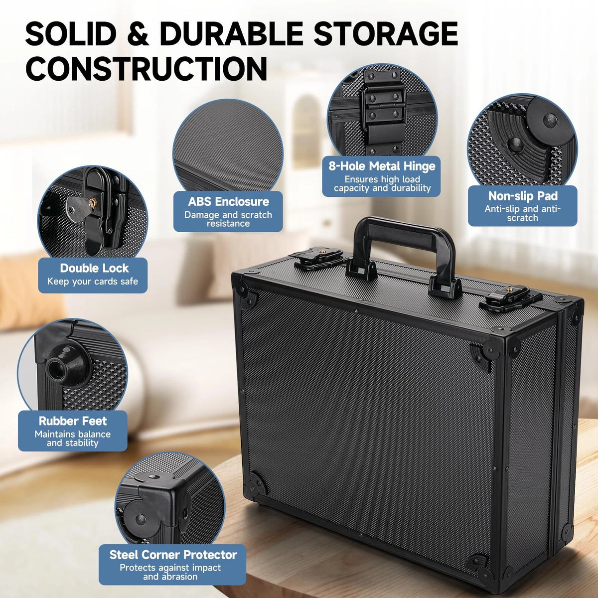 Trading Card Storage Box for 3" X 4" 35pt Toploaders 600+, Sturdy XL, Black