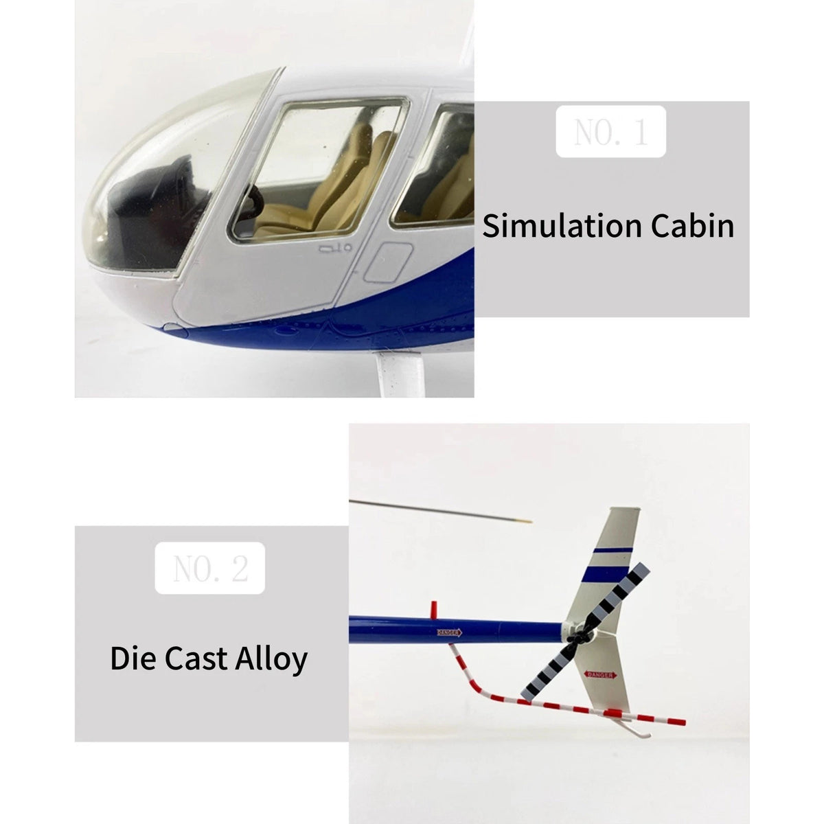 37cm Diecast Alloy 1/32 Scale Robinson R44 Raven Helicopter Desk Model