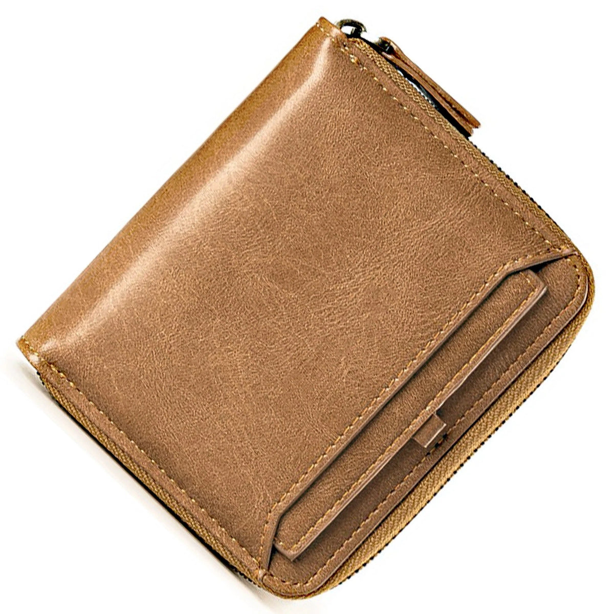Fashion Men's Leather Business Wallet W/ Coins Pocket Zipper Purse Brown ww