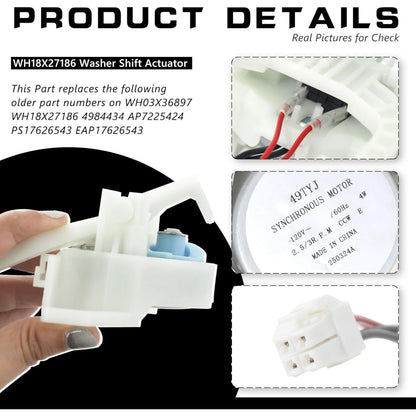 Mode Actuator Assembly WH03X36897 for GE Laundry Center Replaces PS17626543