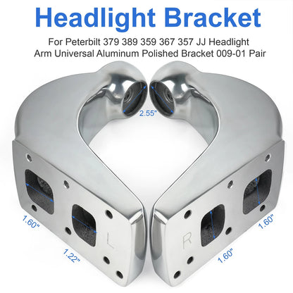Pair for Peterbilt 379 389 359 367 357 JJ Headlight Arm Universal Bracket 009-01