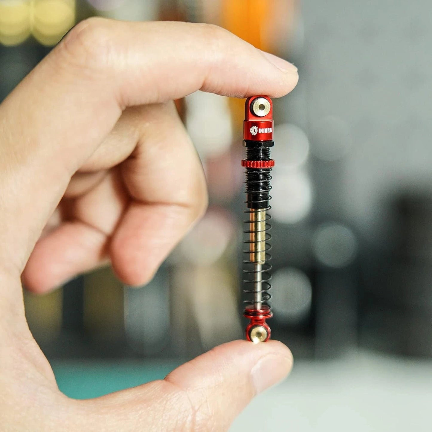 INJORA 51mm Shocks-Long Travel Threaded Double Barrel Damper for Axial Red