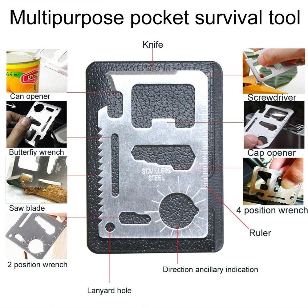 Outdoor Survival Kit 7 in 1,Mini Emergency Gear 8 Piece Set, Black