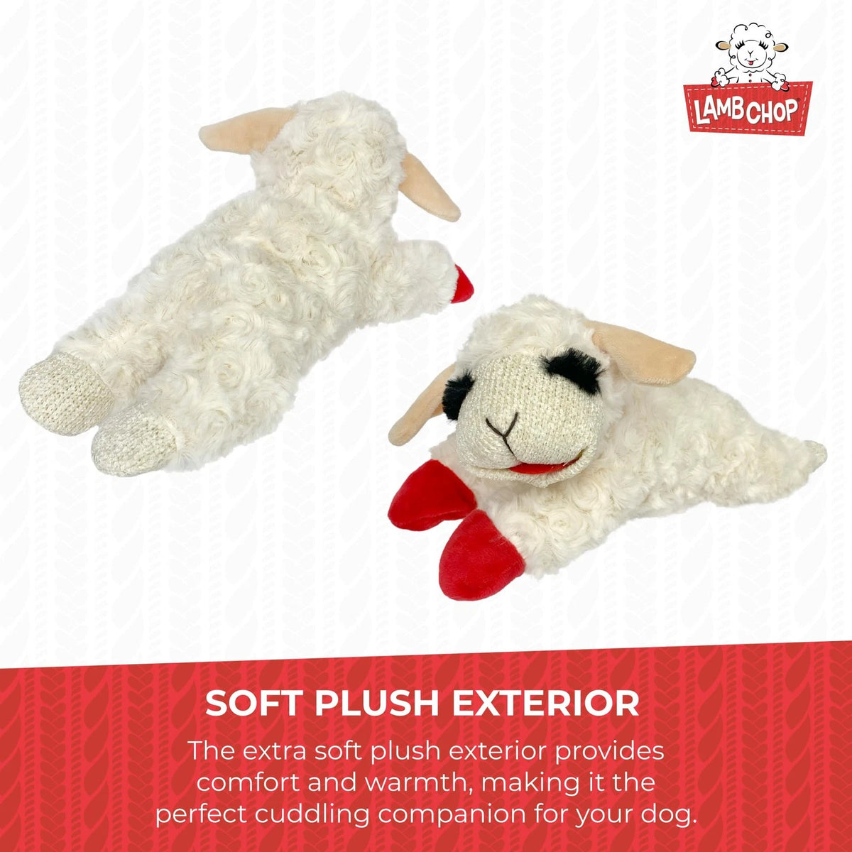 Multipet Lamb Chop Dog Plush Toy - Squeaky for Small & Medium 10", White