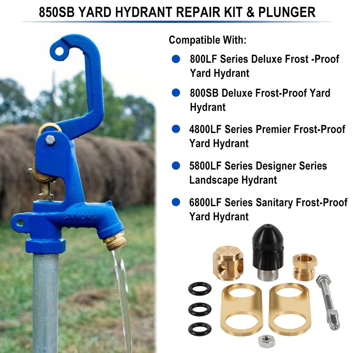 850 Sb Parts Kit Yard Water Hydrant Repair Rebuild & 8842 Plunger Black