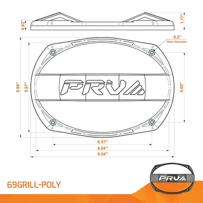 PRV AUDIO 69GRILL-Poly 6x9 Inch Speaker Grill, Fits All Models, Screws...