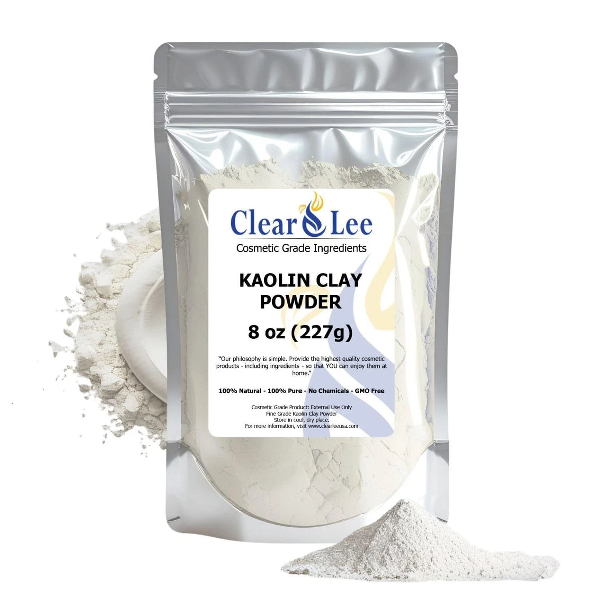 ClearLee Kaolin Clay Cosmetic Grade Powder -  Pure 8 Ounce (Pack of 1)