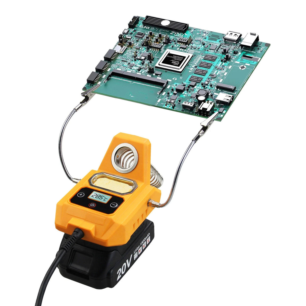 60W Cordless Soldering Station w 2 Auxiliary Arms for Dewalt 20V Battery Digital