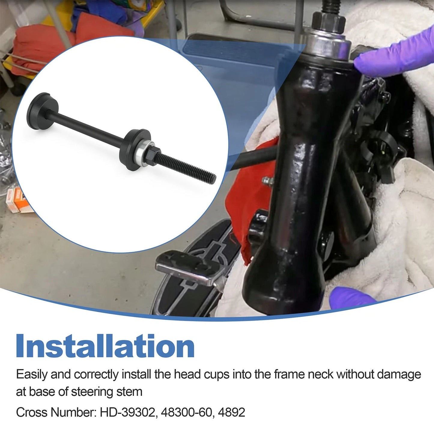 Steering Head Stem Bearing Cups and Races Installer For Harley-Davidson Big Twin