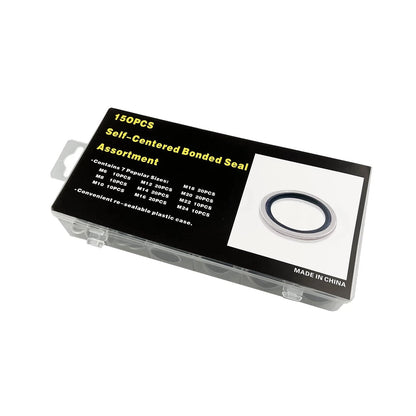 150Pcs Automotive Self-Centered Bonded Seal Gasket 6mm to 24mm, Silver