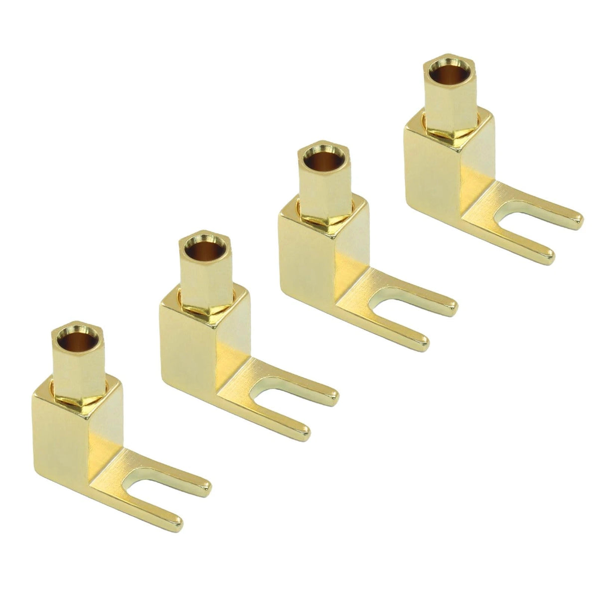 Zorveiio 4 Pack Hi-Fi Banana Plug to Spade Adapter Plated Brass 4 PCS