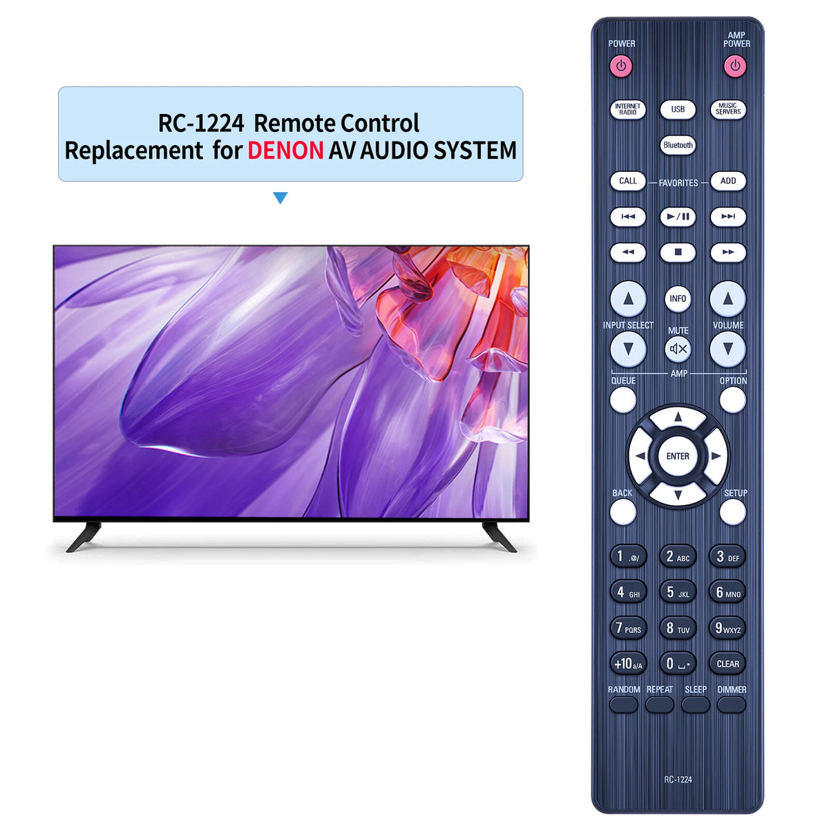 RC-1224 Remote Control For Denon AV Audio System DNP-800NE DNP800NE
