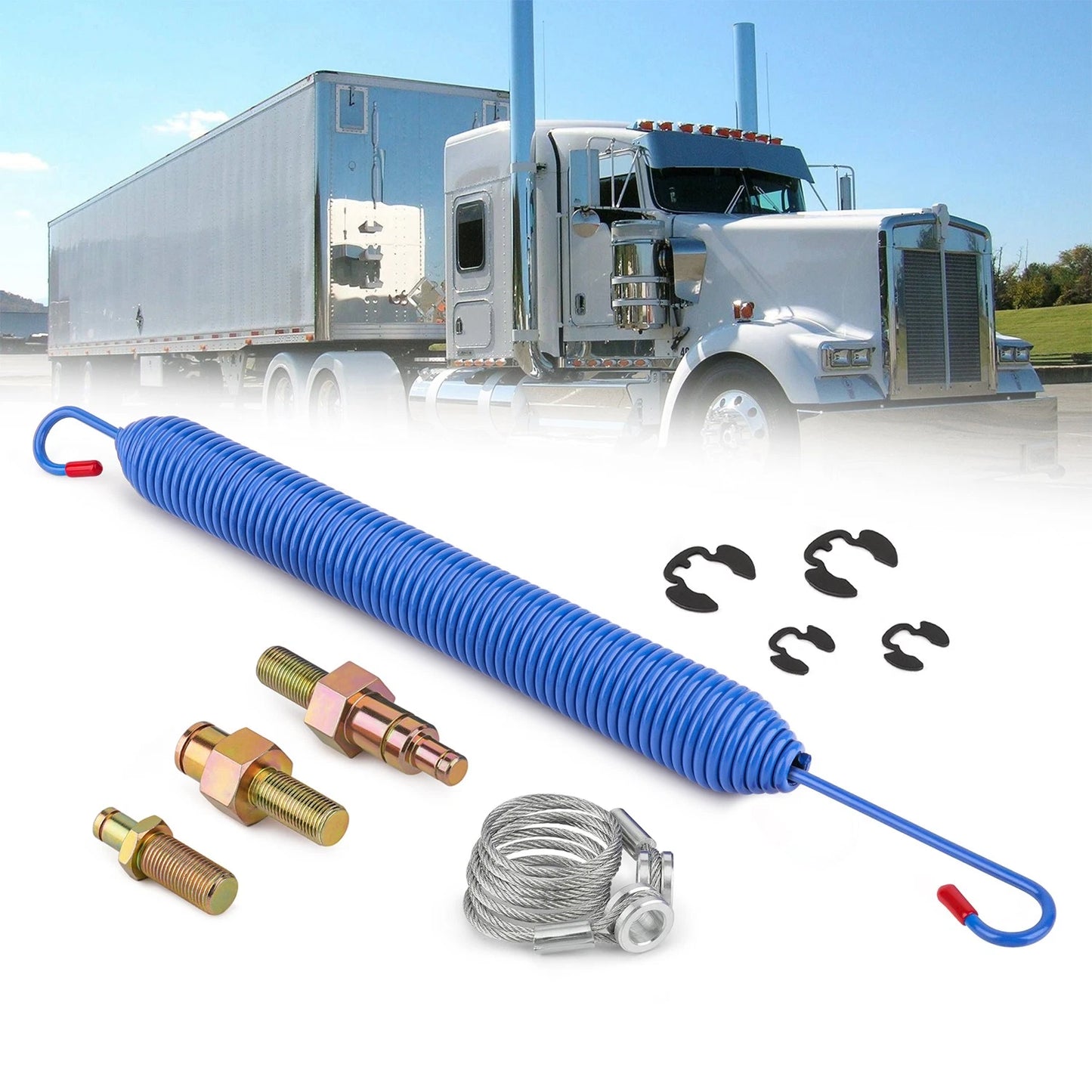 Peterbilt 379 Hood Spring, Cable and Stud bolts w/ Retaining Rings