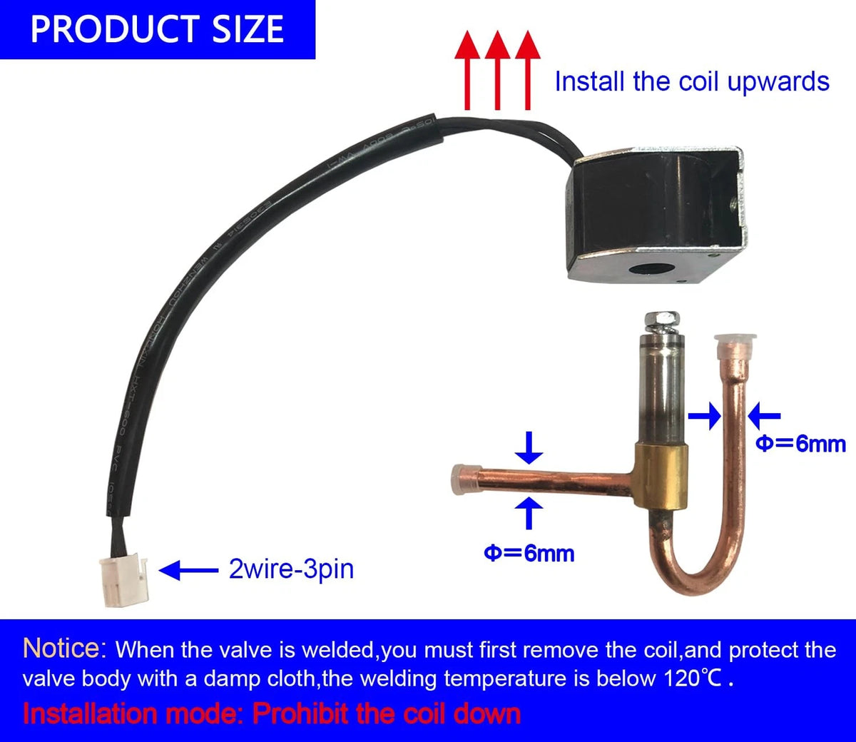 Ice-Harvesting Electro-Magnetic Valve (Solenoid Valve) 3.9×3.5×1.8, Black