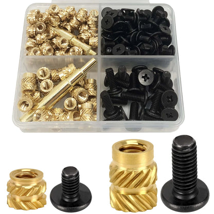 QSJ 200Pcs Threaded Insert Bolt Kit 1 M3 M4 & Black Bolt,