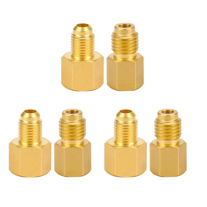 Brass Refrigerant Adapters Kit for R12 R134a Systems Vacuum Pump Port Connection