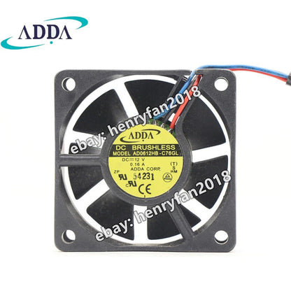 ADDA Fan AD0612HB-C76GL DC 12V 0.16A 60*60*20mm 3Pin Brushless Case Cooling Fan