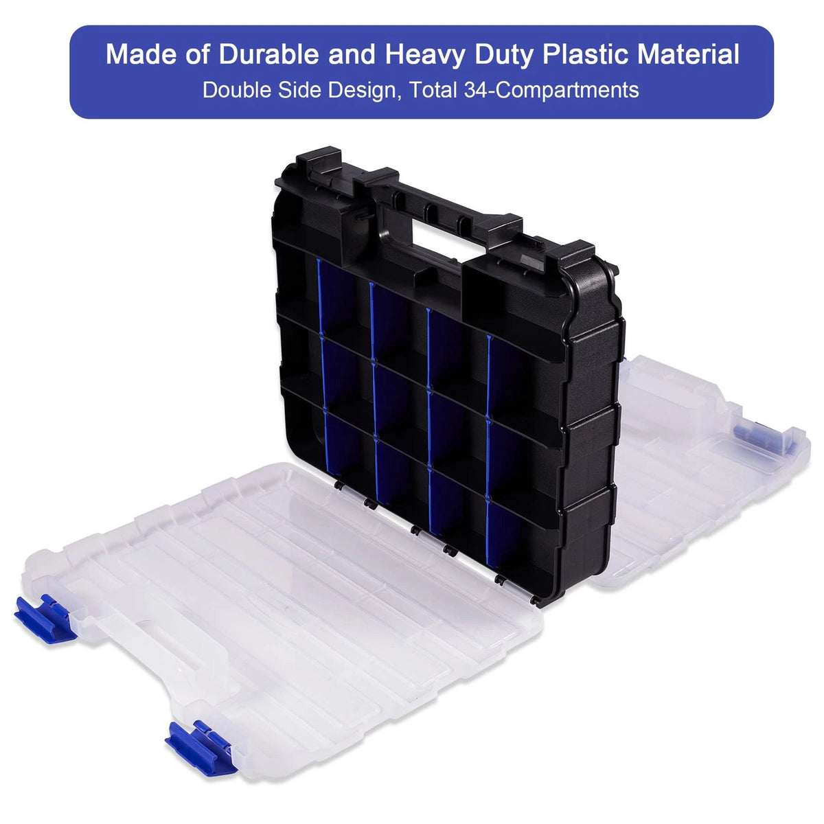 Small Parts Storage Case Tools Box Organizer Double Side 34 1 PACK, Blue