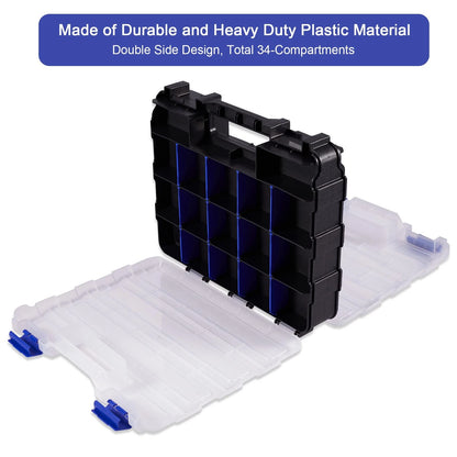 Small Parts Storage Case Tools Box Organizer Double Side 34 1 PACK, Blue