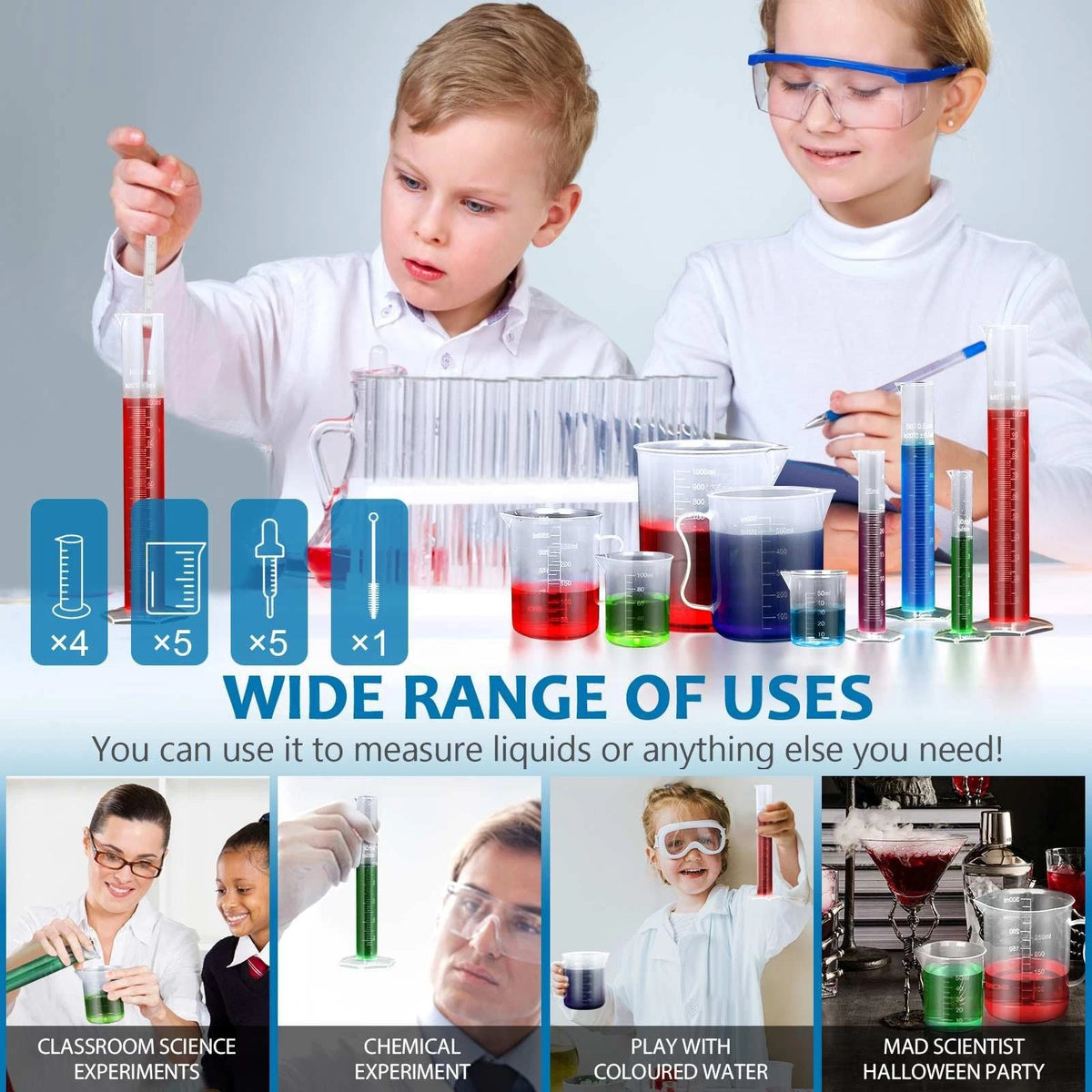 moveland Upgraded Plastic Graduated Cylinder 1000 milliliters, Transparent