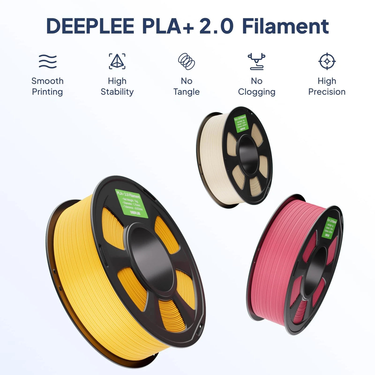 DEEPLEE PLA+ 2.0 Filament 1.75mm, Stronger 1.75 millimeters, 1kg*black