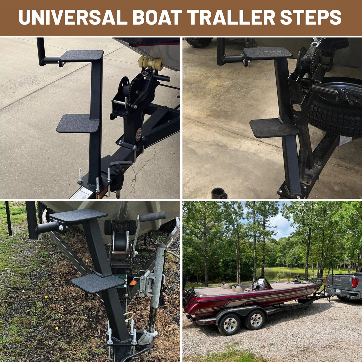 Boat Trailer Steps 2 Step Boat Ladder Heavy Duty Solid Steel Slip Resistant