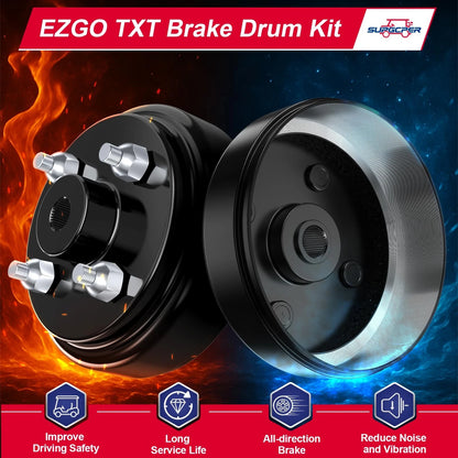 EZGO Brake Drum Kit for TXT 1996-Up Electric Vehicles，Golf Cart black