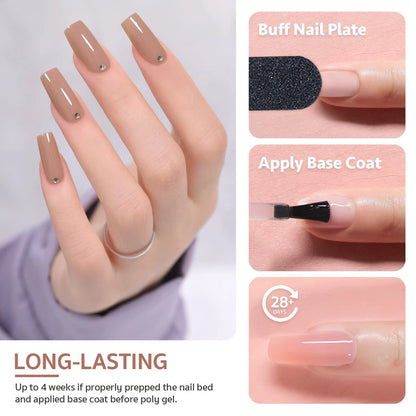 GAOY Poly Gel Nail Kit with U V Light Starter Kit, 6 Colors Nude Pink Set C