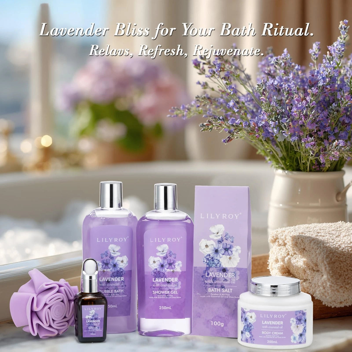 Spa Gifts Set, Birthday Gift for Mom - Lavender Baskets Purple