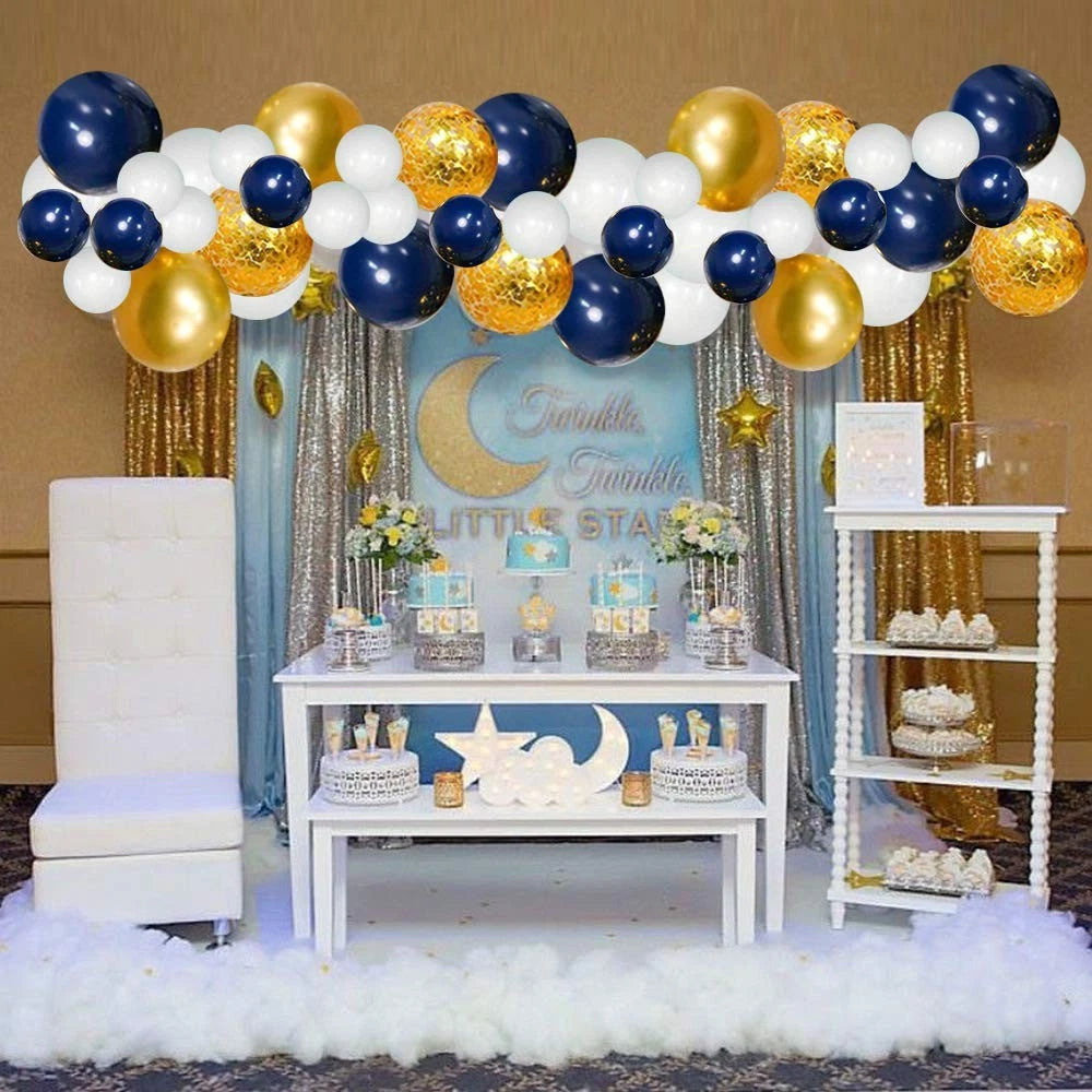 YMSZ Navy Blue Gold Balloons Arch 122 Piece Set, & Gold(120pcs)