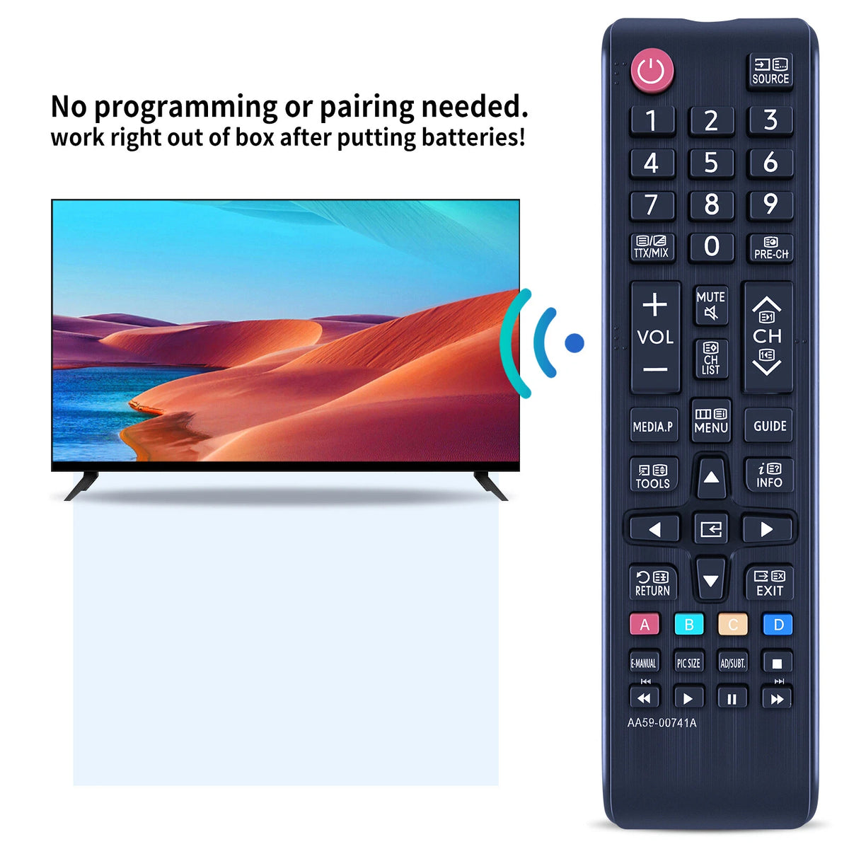 AA59-00741A Remote Control For Samsung TV PN43E440A2F UN65EH6050F PN43E450A1F