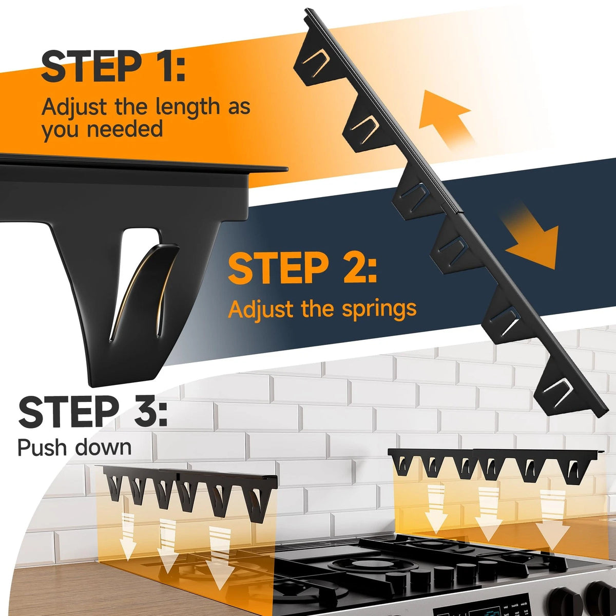 Stove Gap Covers Stainless Steel, Filler Between Stoves and Black