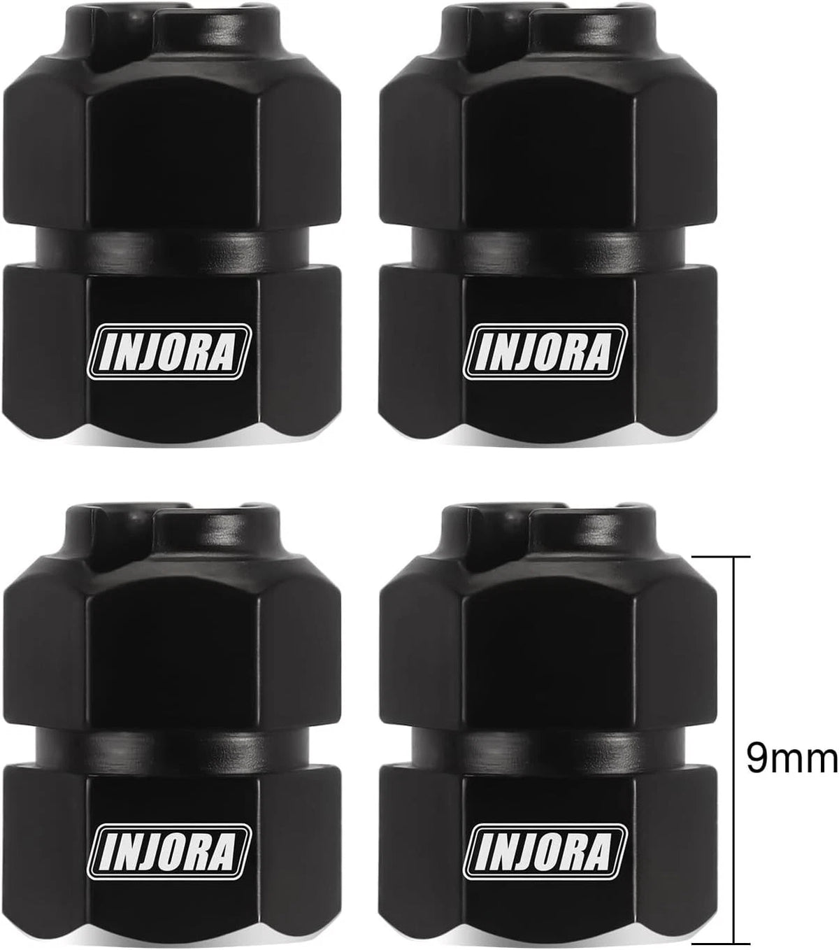 INJORA Thickness 9mm(+5mm) Black Brass Wheel Hex with Nuts for TRX4M