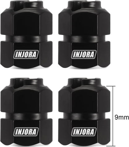 INJORA Thickness 9mm(+5mm) Black Brass Wheel Hex with Nuts for TRX4M