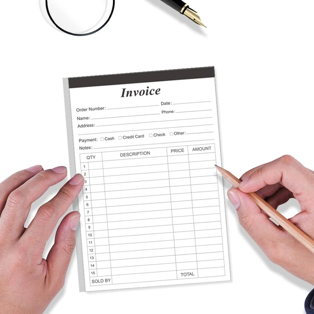 (2-Pack) Invoice Receipt Book with Cardboard 2-Part Carbonless, 5.5" x 8.5"...