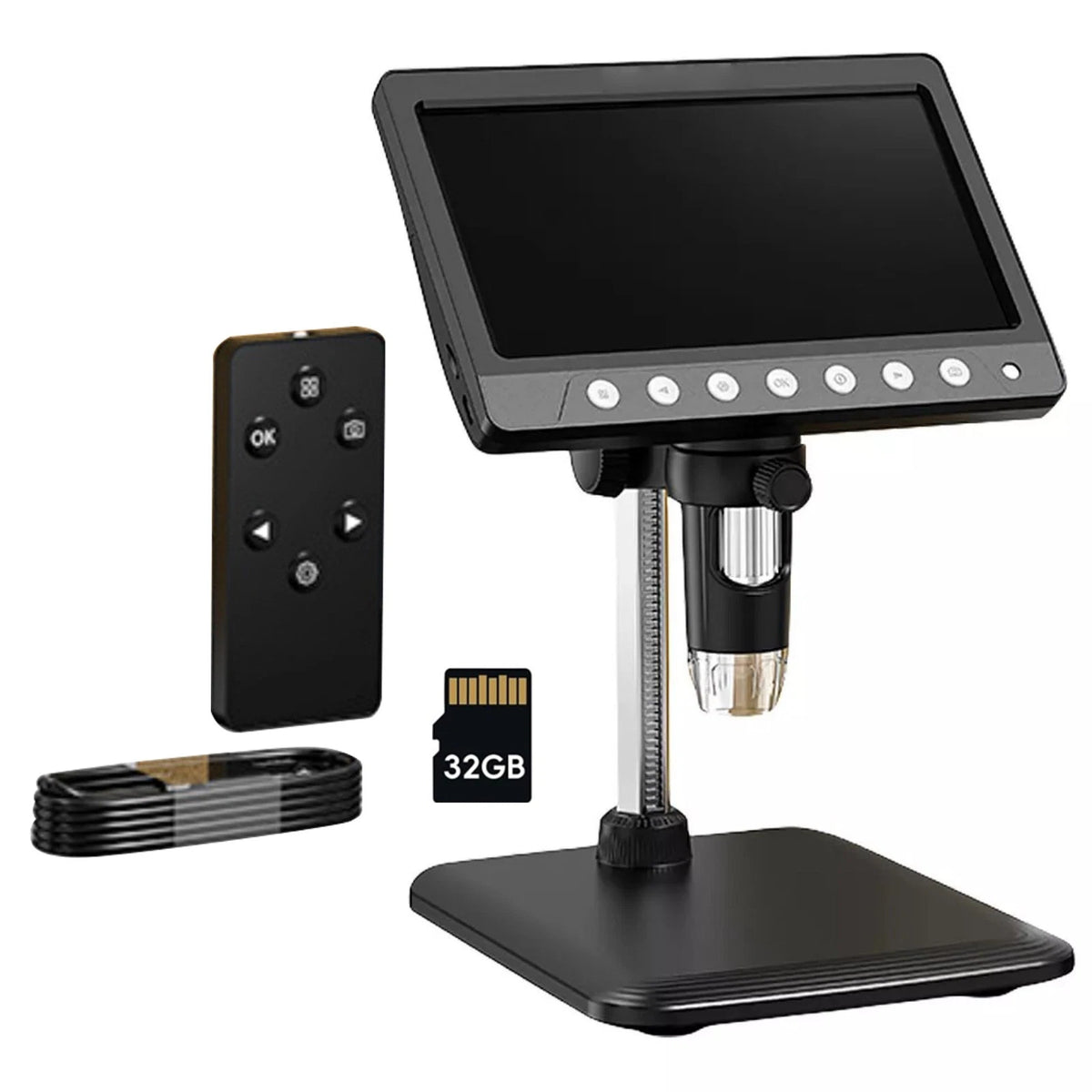 7 "IPS Screen Digital Microscope 1200X 1080P Video Focusing Microscope Tool