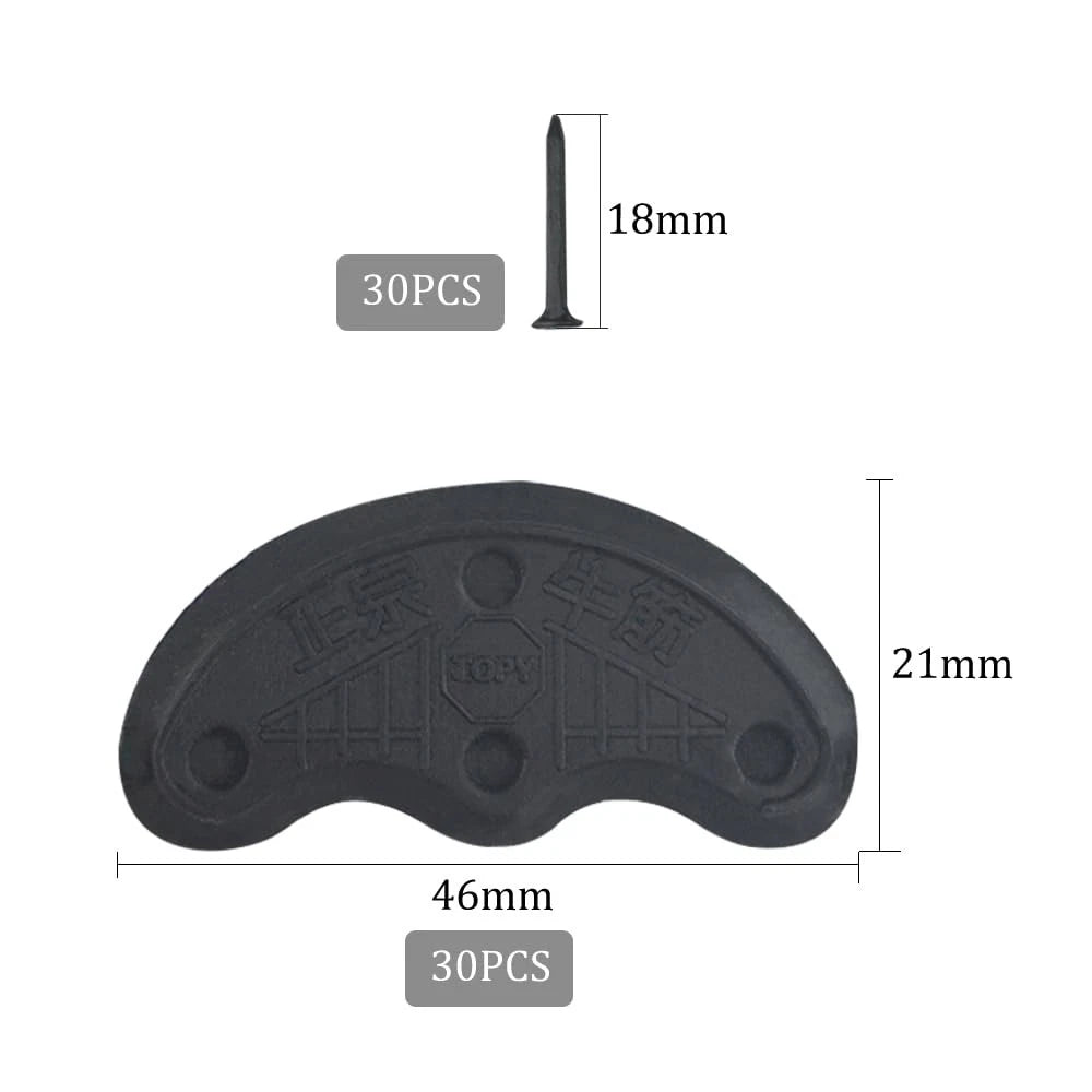 TOVOT 30pcs Heel Plates Black Taps Rubber Tips Sole 30 Piece Set,