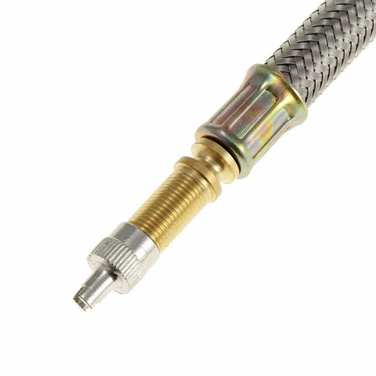 Stainless Braided Flexible Hose Car Tire Valve Inflatable Copper Joint Adapter