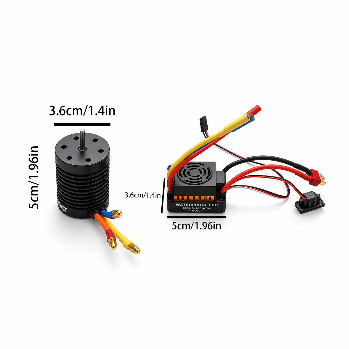 1 Set Waterproof F540 4370KV Motor With 60A ESC Kit Accessories For 1/10 RC Car